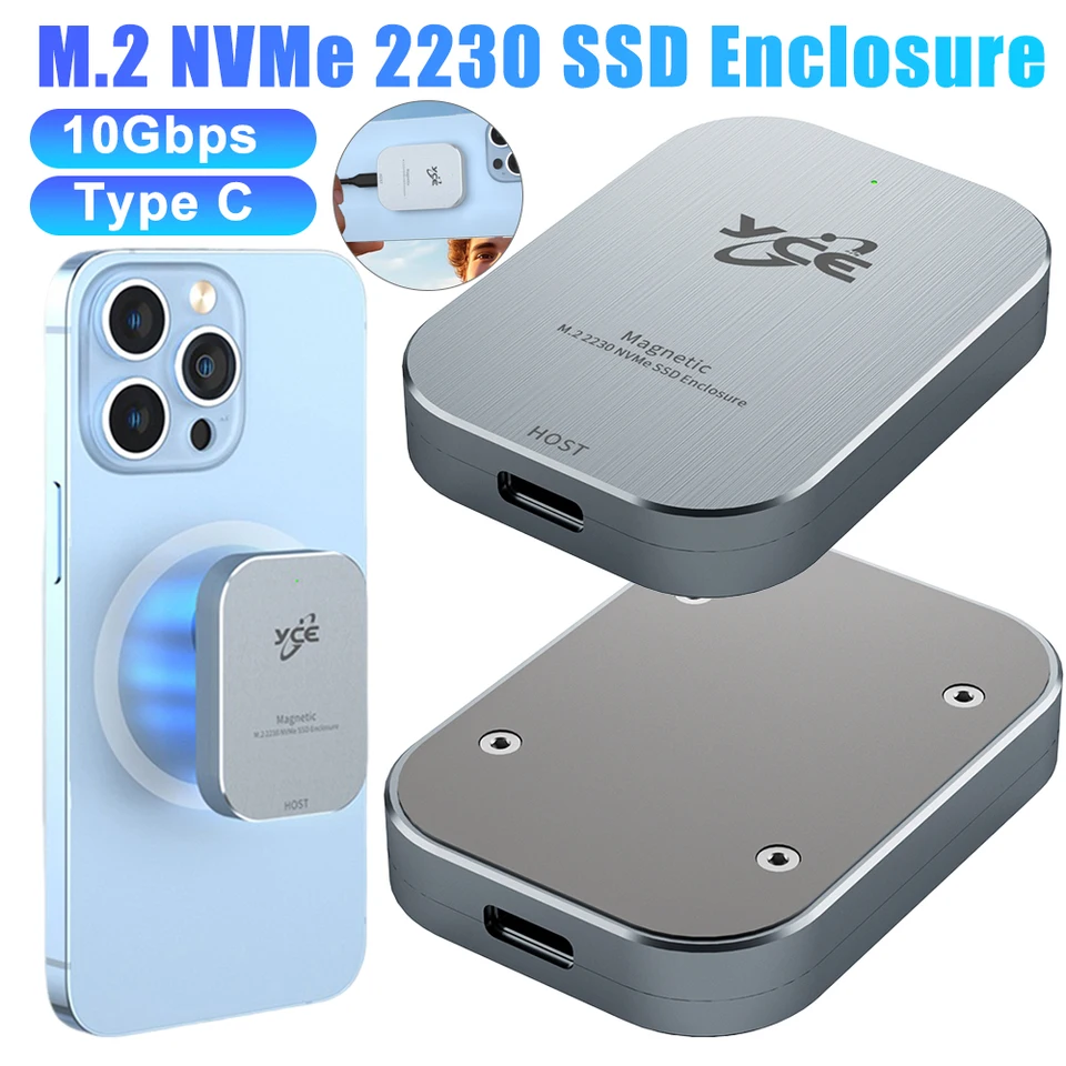Magnetic M.2 NVME 2230 Vonkajší kryt USB 3.2 Gen 2 10 Gbps Type-C SSD Disk Box Solid State Drive Pask pre MacBook Prores