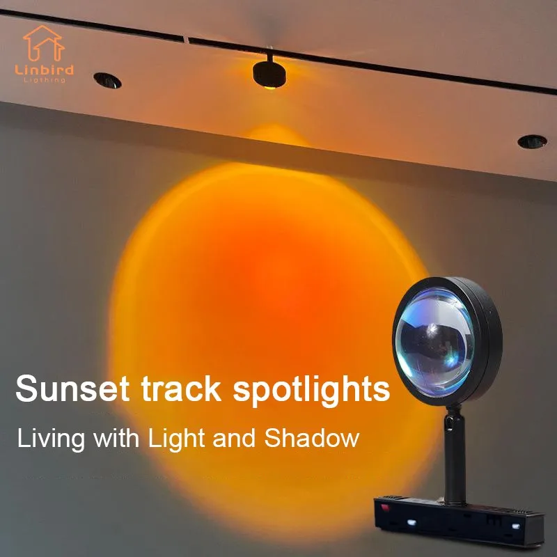 Magnetická LED dráha Sunset Light 48V Rotatovateľná moderná svietidla Čierny magnet systémové koľajnice Závesné lineárne nastaviteľné lampa hliník