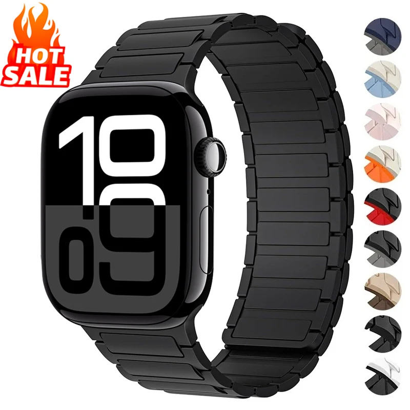 Magnetická slučka pre pásy Apple Watch 44 mm 40 mm 45 mm 41 mm 46 mm 42 mm Silikónový náramok Iwatch Series 10 9 8 7 6 5 SE Ultra 2 remienok
