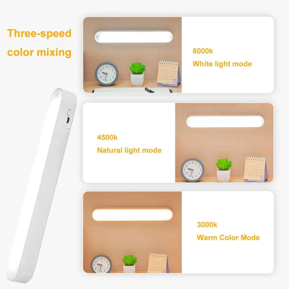Magnetická svetelná lampa LED Desk LAMP STEPLESS DEMMABLE pod skrinkou svetlo nabíjateľnú závesnú knihu Svetlo pre kuchynskú kúpeľňu internát