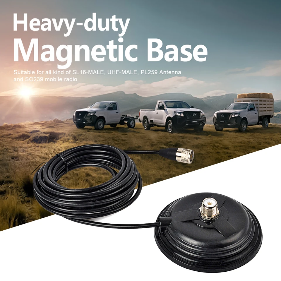 Magnetická základňa na montáž antény s konektorom Coax RG58 Cable PL259 pre mobilnú šunkovú anténu
