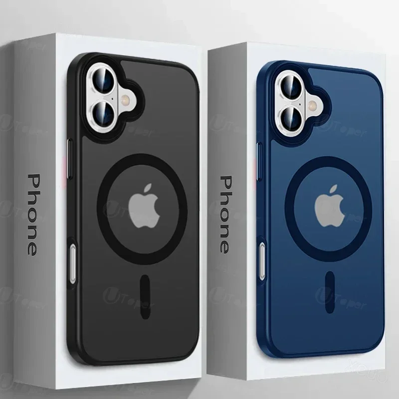 Magnetické matné matné pancierové puzdro pre iPhone 16 15 14 plus 13 12 11 Pro Max pre Magsafe Tasucent Shock -odolný zadný kryt