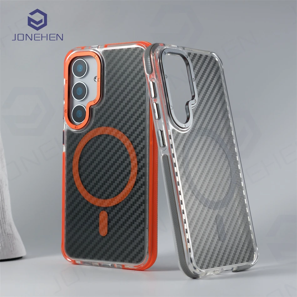 Magnetické puzdro na bezdrôtové nábojové obaly na nábojové vlákno pre Samsung Galaxy S21 S22 S23 Plus S24 Fe S25 Ultra Armor Cover pre Magsafe