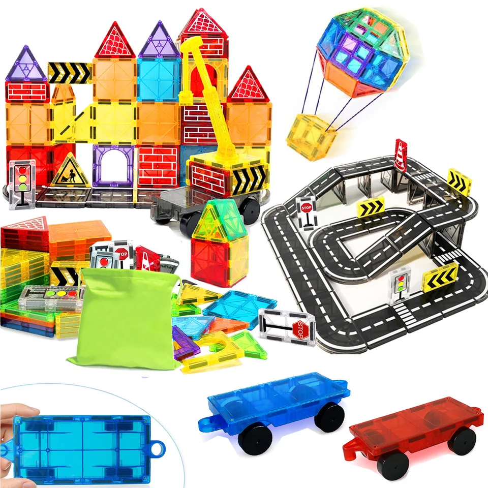 Magnetické stavebné bloky súpravy s hračkami na montáž auta Magnetic Montessori Vzdelávacie hračky pre deti chlapcov Girls Darčeky