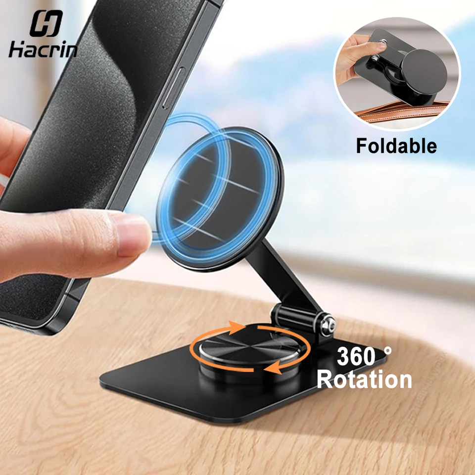 Magnetický držiak na telefón 360 ° ROTÁCIA SKLADOVATEĽNOSŤ STAND Desktop pre iPhone 15 14 13 12 12 Pro Max