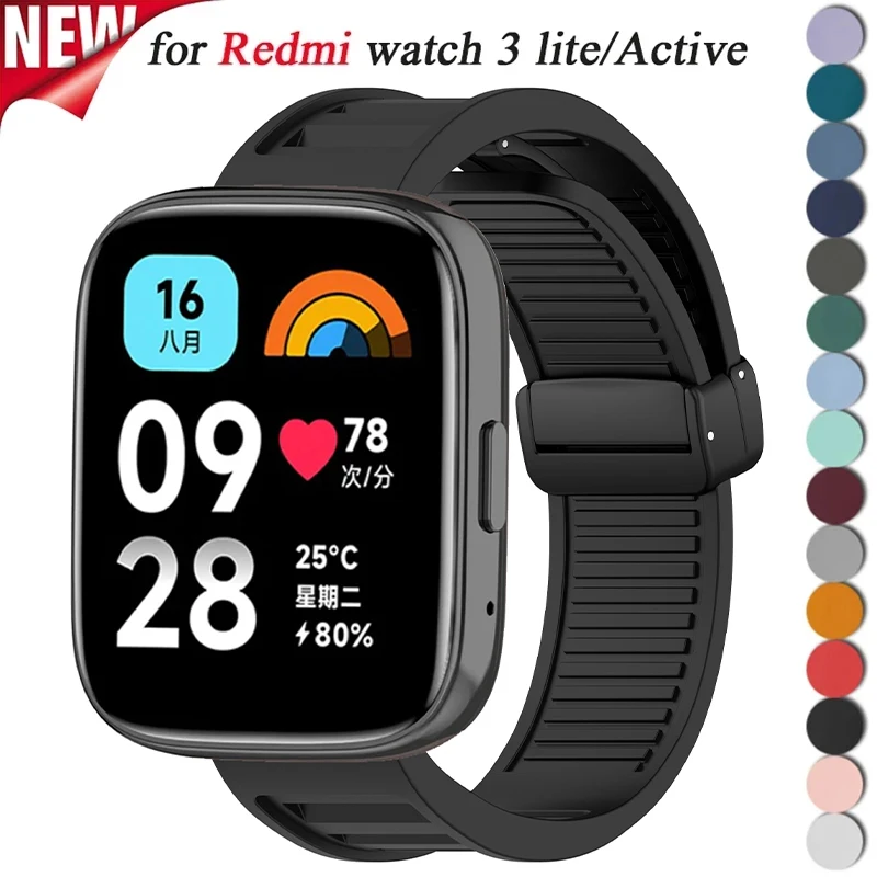Magnetický silikónový remienok pre Redmi Watch 3 Active Smartwatch náhradné pásmo pre Xiaomi Redmi Watch 3 Lite Wristband náramok