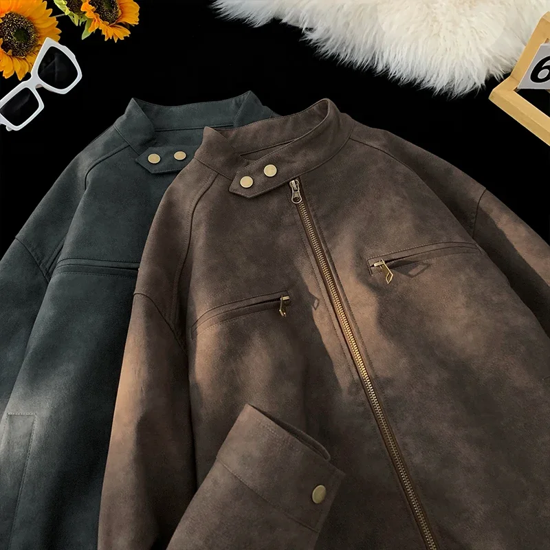 Maillard American Retro hnedá kožená kabát vonkajšie oblečenie Pánske vysoký zmysel pre letovú bundu Motocykel Pár baseballovej uniformy
