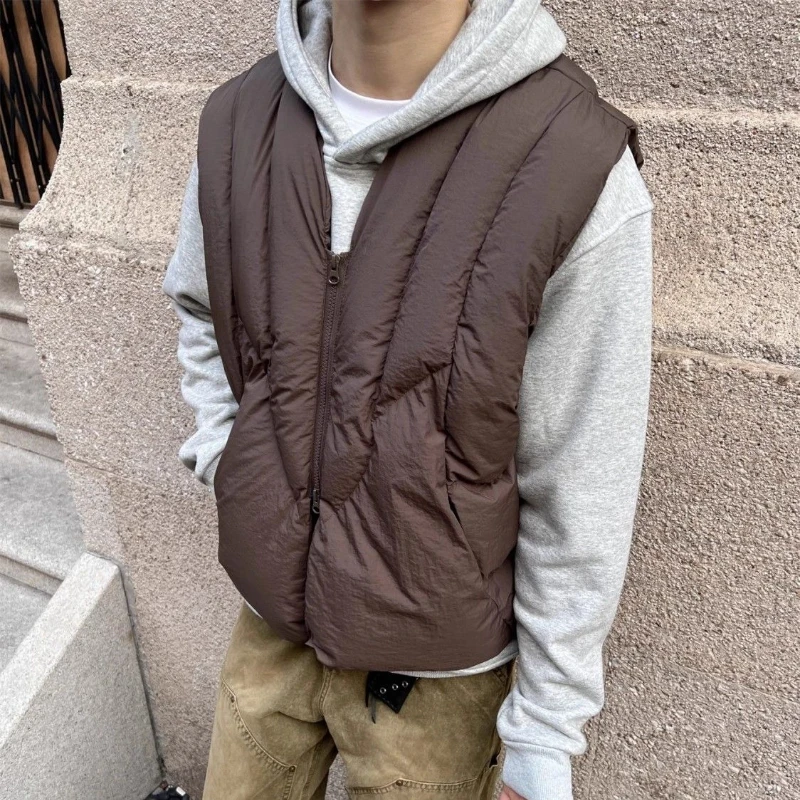 Maillard Simple Design Double Zipper Vesta Cotton Vesta Pánsky v kórejskom štýle špičkový zimný zimný príležitostná všestranná funkčná vesta