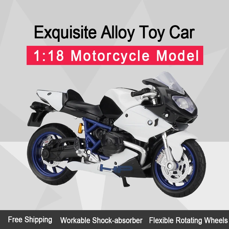 Maisto 1:18 BMW HP2 Sport Zliatina Diecast Motocykel Model Funkliteľná hračka Shork-Absorber pre deti