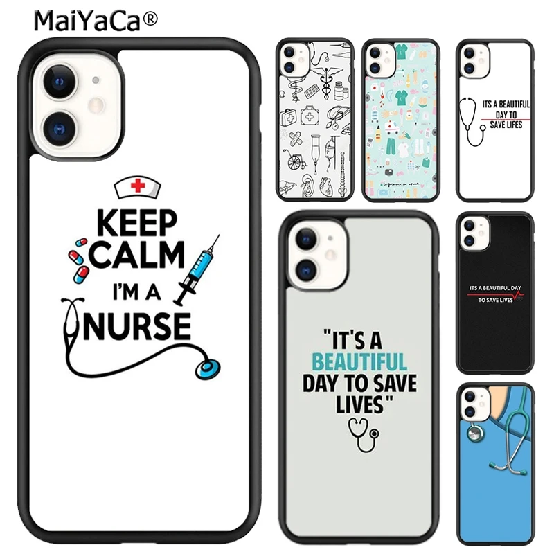 Maiyaca sestra Stethoscope Heart Ošetrovateľstvo srdcový rytmus Puzdro pre iPhone 16 15 14 plus xr xs 11 12 13 pro max coque