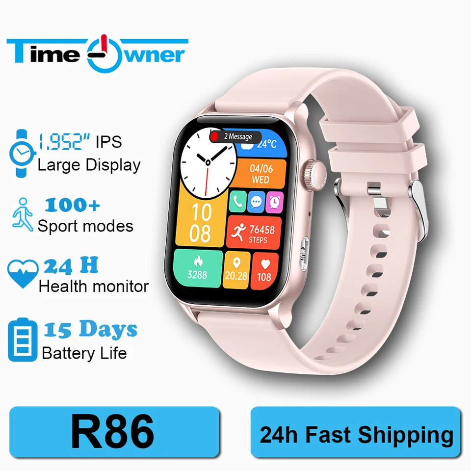 Majiteľ času Smart Watch for Women, 1,952 palca Screen Screen Monitor Sleeping Tracker IP68 nepremokavý KR86 Smartwatch