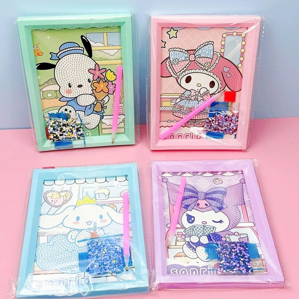 Makarónový rám diamant maľba sanrio kreslený vzor Diy Material Pack Diamond Painting s rámom diamantový maľba