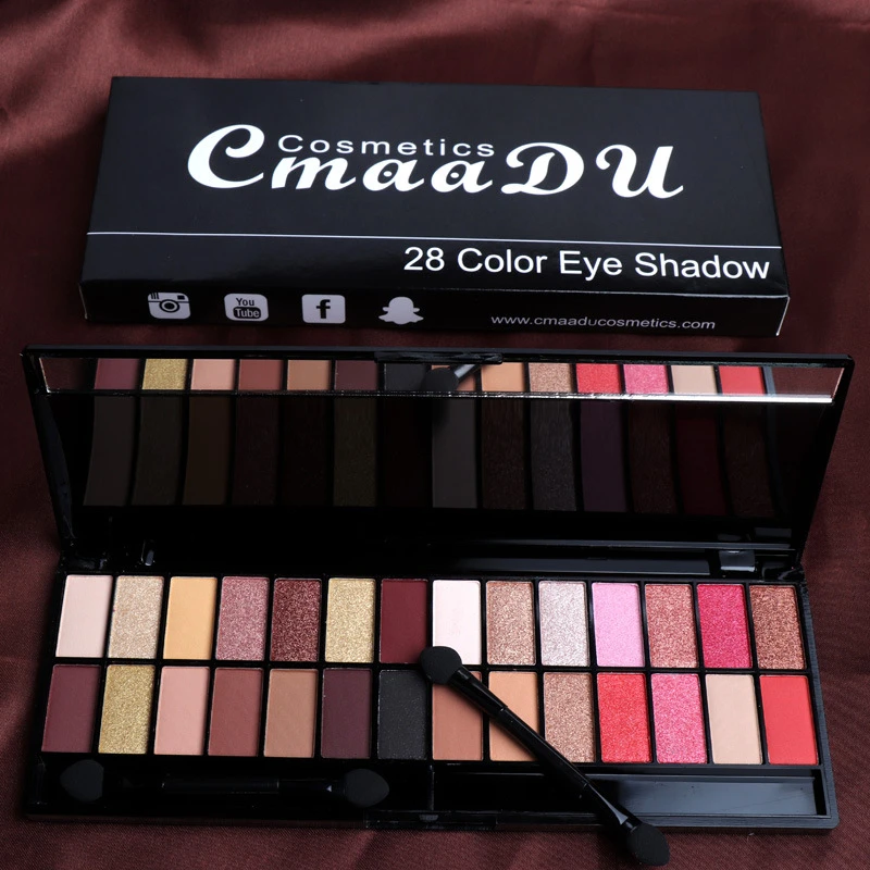 Make -up 28 Farba Nude Eye Shadow Pallette Paleta vodotesná paleta očných tieňov, ktorá trvala make -up kefy Palette Palette Cosmetics TSLM1