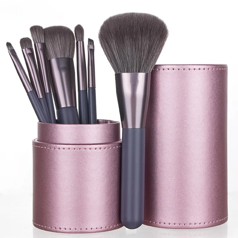Make -up kefy súprava s vedierkou Multifunkčnou kozmetickou kefou Set 7ks Profesionálne červenavé očné tiene Nadácia obočia Krása Krásny nástroj