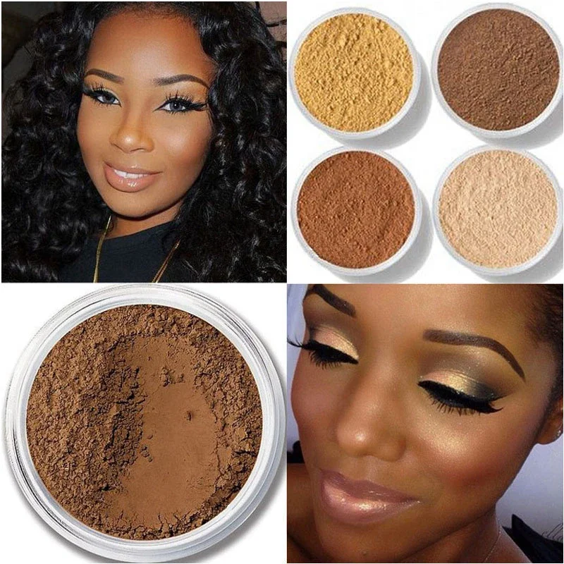 Make-up voľné nastavenie práškový matný minerálny olej na kontrolu dlhotrvajúceho korektora tváre dokončovacieho bronzu pre čiernu tmavú pokožku