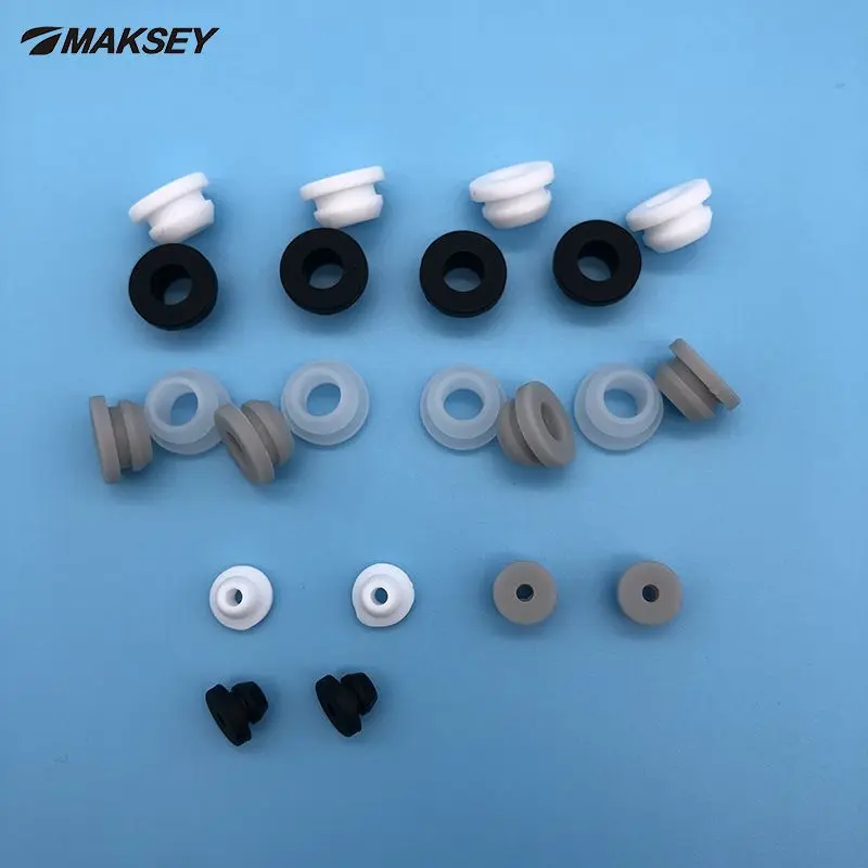 Maksey 10ks 6 7 8 9 10 mm Silikónový gumový priechod okrúhle gumové podložky Ochrana diery Elastické mäkké utesnené dvojité tesnenie O krúžky