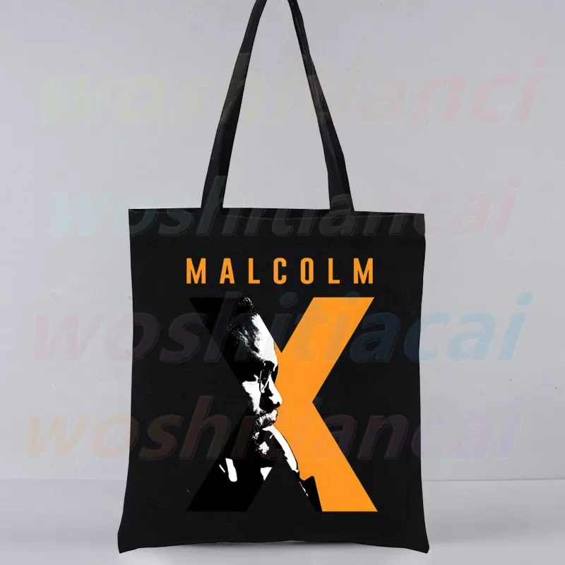 Malcolm x Čierna história Ženy plátno na ramene vrecko s vysokou kapacitou tašku estetiká nákupné tašky bavlnené kabelky kníh kníh