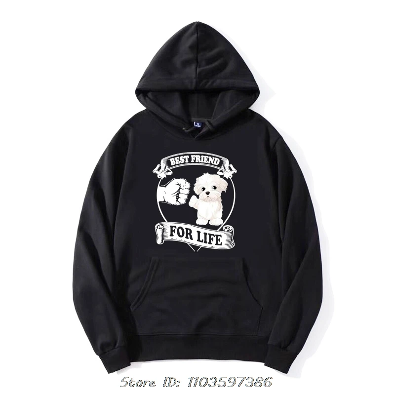 Maltský najlepší priateľ milovníci psa mikina Grafické bavlnené oblečenie Birthday Darčeky kapucňa Unisex Tops mikina Mikinové oblečenie
