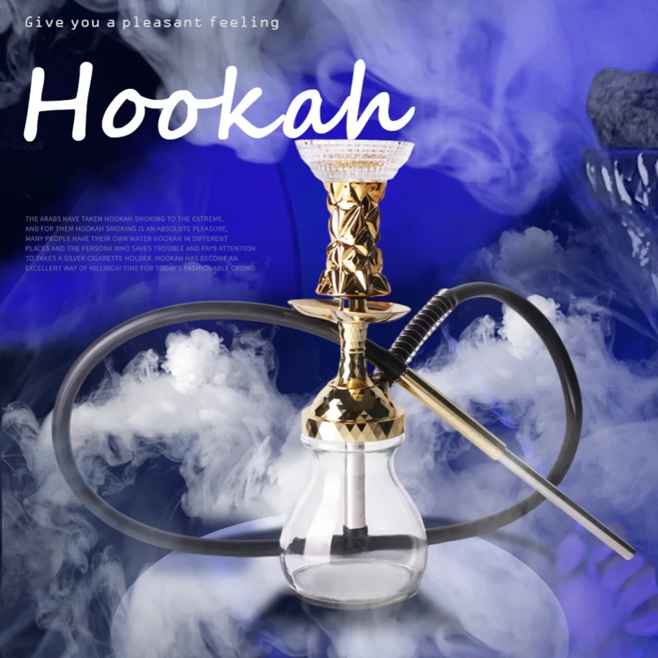 Malá prenosná diamantová vodná fajka plná súprava, jednotlivé potrubia, fajčiarska trávna shisha, Dymové doplnky, Hooka Narguile Complete