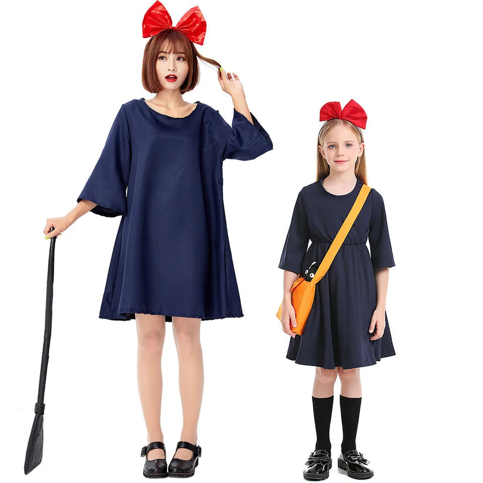 Malá čarodejnica kiki cosplay šaty pre ženy a dievča kawaii Minimalistické japonské čarodejnice oblečenie Halloween čarodejnice sa obliekajú kostým