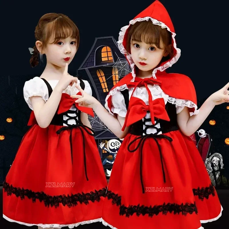 Malá červená jazdecká kapucňa Cosplay kostým pre deti šaty dievčatká dievčenské šaty Detské párty Halloween Karneval Fantasia Party