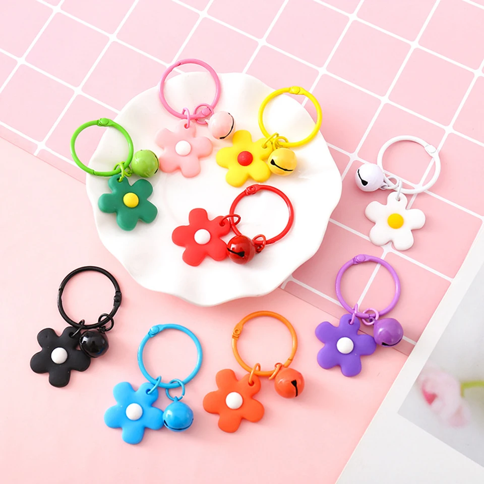 Malé kvetinové kľúče kľúče roztomilé cukrovinky Candy Color Gumber Zliatina Keyring prívesok ženský automobil kľúča reťaz kľúča Kľúčové doplnky darček pre dievčatá