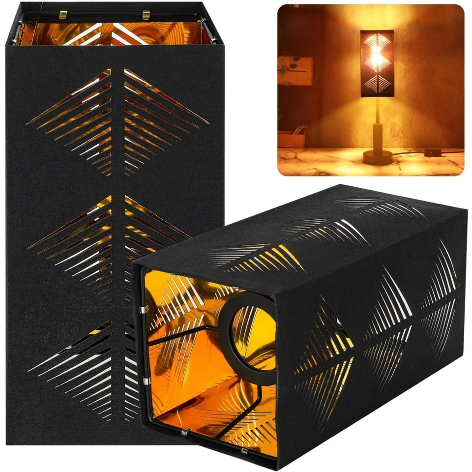 Malé osvetlenie 4,2x4.2x8.5inch Výmena bielizne lampa pre stolové žiarovky Čierna s šípkou vysoký štvorcový obál