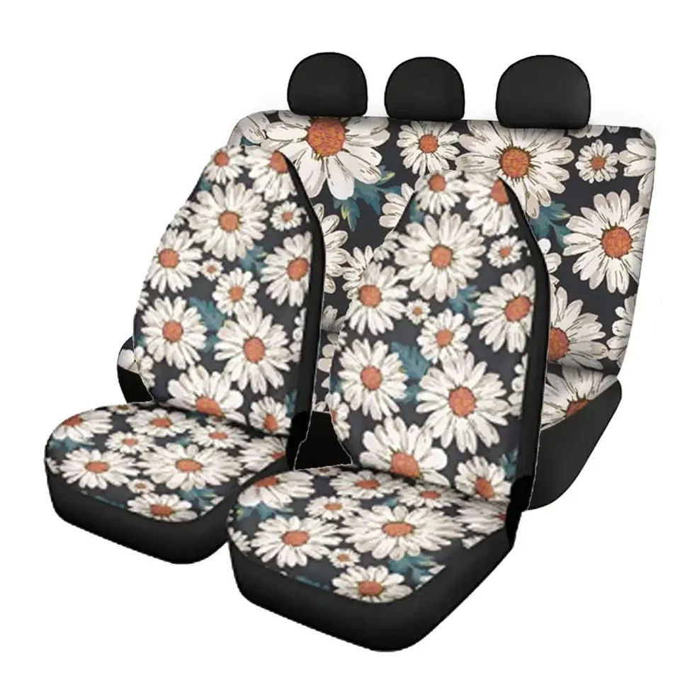 Malé sedmokráske tlačiarenské autosedačky Automobilové pokrývky plné sety Ženy Anti-Slip Universal Auto predné/zadné sedadlá pokrývajú hrubé príslušenstvo