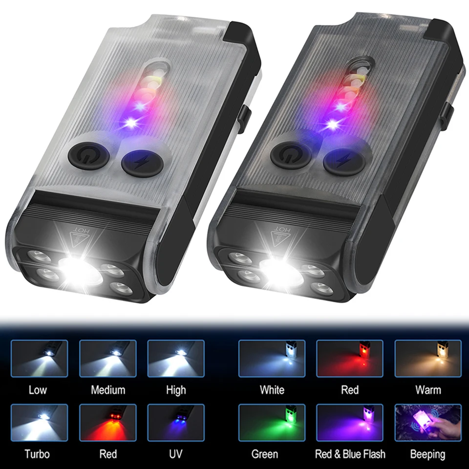 Malé silné baterky s obojsmerným klipovým kempingovým vreckom Lantern USB nabíjanie Mini EDC Flash Light pre kempingové rybárske chôdza