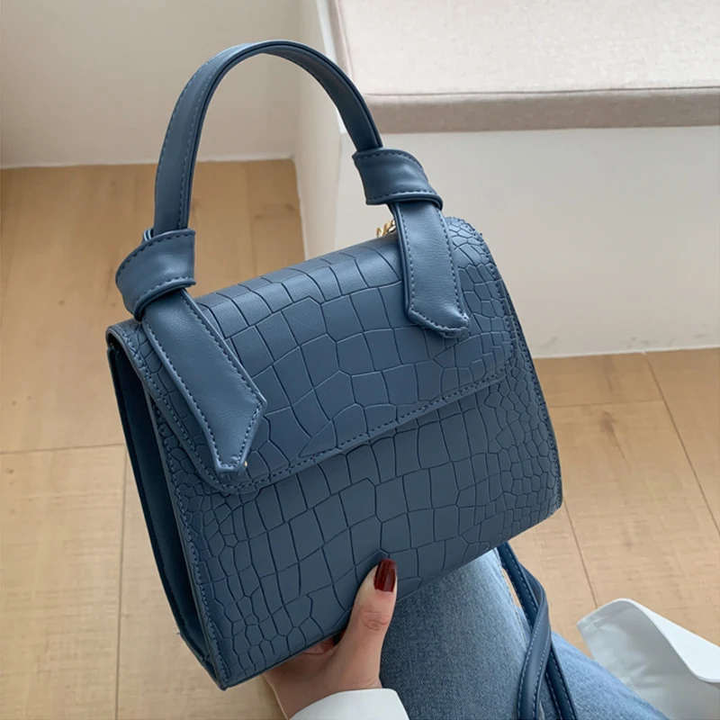 Malé štvorcové vrecká ， dámske dizajnérky ruky ， luxusná značka PU kožená taška na rameno ， Pracovná dáma aligátorová vzorka Crossbody Bag