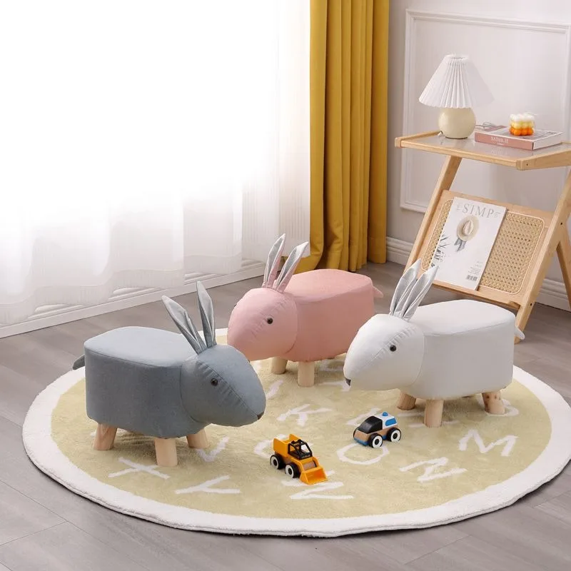 Malý králik tvar stoličky Zvieracie stoličky Kreatívna panda v tvare lavičky Obývacia izba Domov Low Ottomans Masné drevo Pouf prenosné stoličky