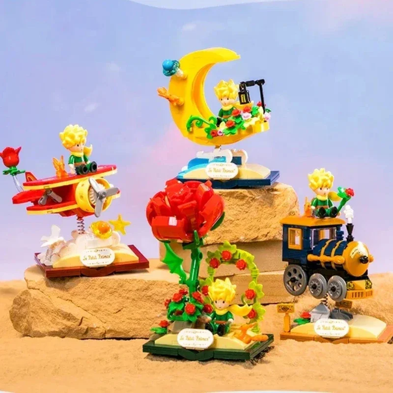 Malý princ Building Blocks Star Rocking Car Plane Train Moon Rose Zhromaždenie vzdelávací hračkársky model ozdoby darček