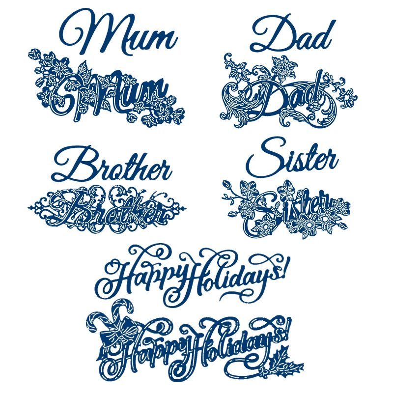 Mama otec brat sestra Slová s kvetmi Cutting Dies For Scrapbooking Album Card Making DecorStencil New 2019