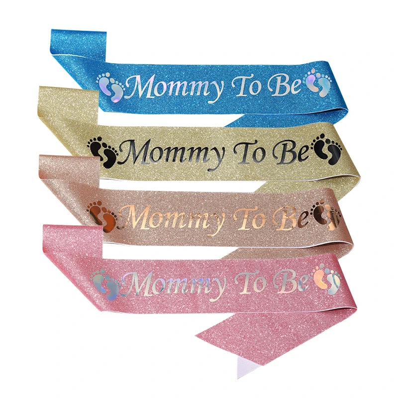 Mama za horúca zlatá narodeniny Ribbon módne zlaté scallion tkanina detské stopy abecedy tlač Party oblečenie dekoratívny opasok