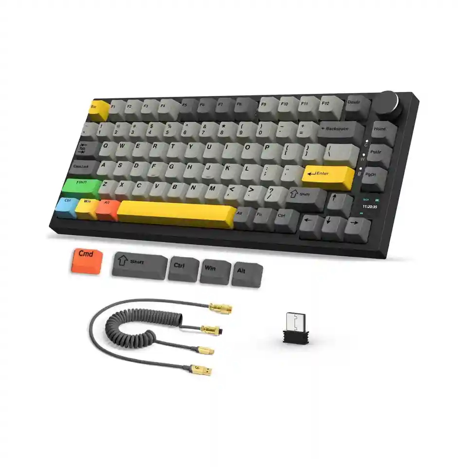 Mambasnake X Ajazz AK820 Pro 75% Mechanical Keyboard a stočený kábel Hot Swapable