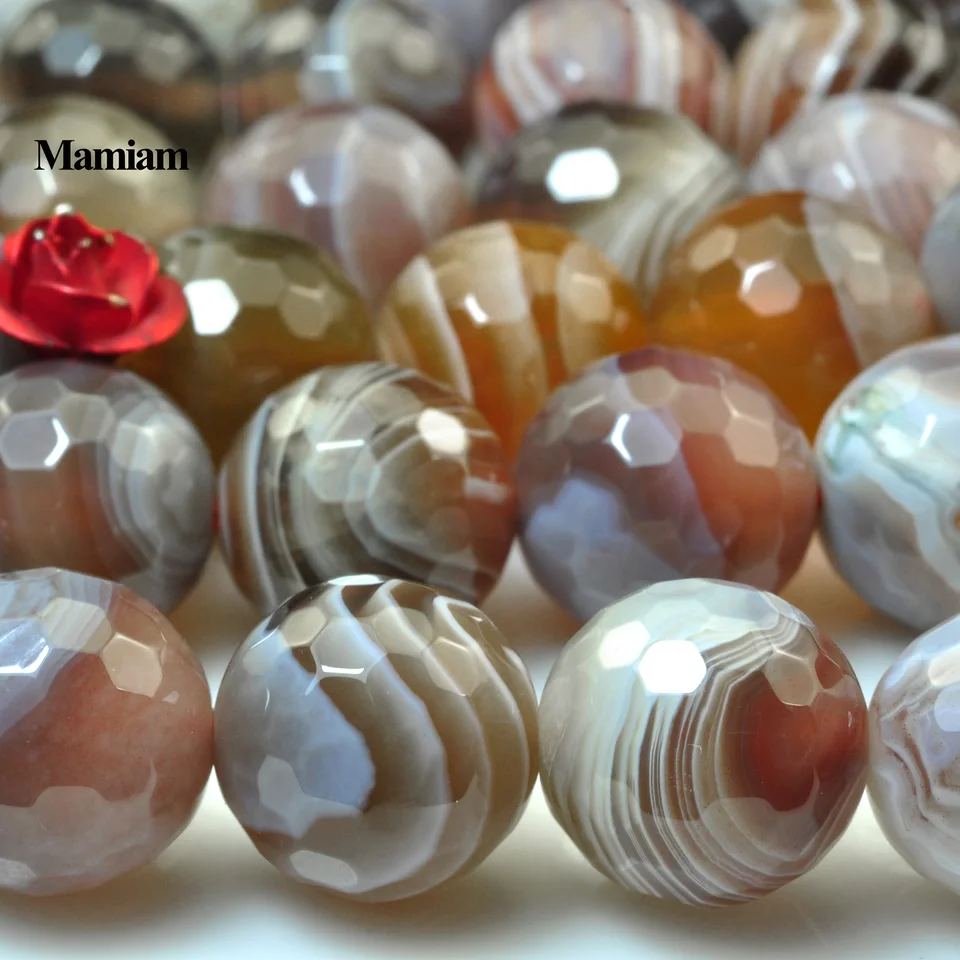 Mamiam Natural Botswana Agate fazet s okrúhlymi korálkami 6 mm voľný kameň DIY náramok náhrdelníka šperky výroby dizajnu