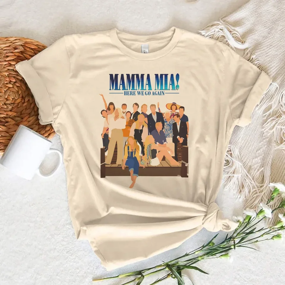 Mamma mia T košeľa Ženy posádka Crew Neformálne opotrebovanie dizajnový vzor moderný štýl Elegantný mladík