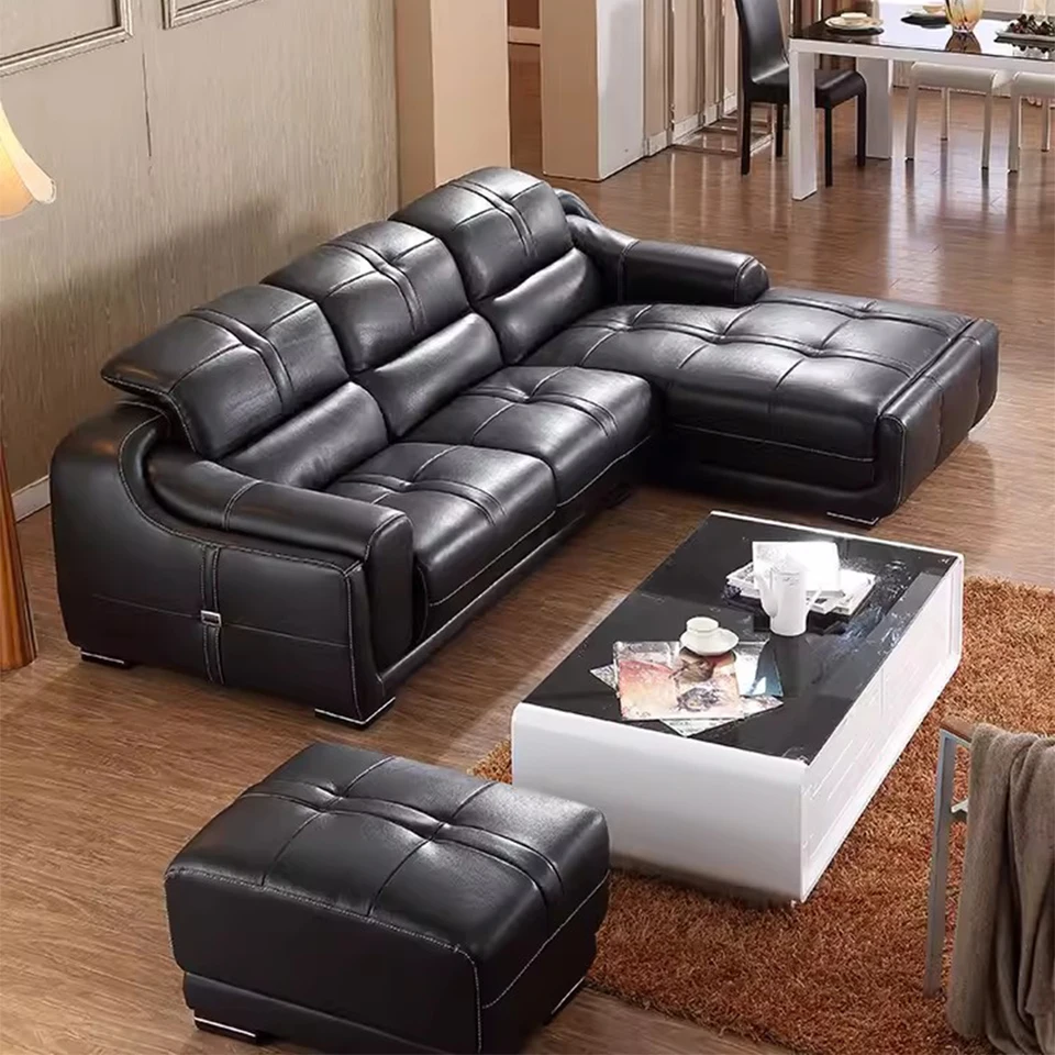 Manbas obývacia izba Sofas talianska originálna kožená pohovka súpravy veľkých sekčných rohových gauč s nastaviteľnými hlavnými hlavami domovský nábytok
