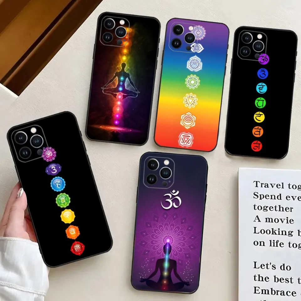 Mandala Chakra trvá na telefóne jogy pre iPhone 15,14,13,12,11, plus, Pro Max, XS, X, XR, SE, MINI, 8,7 mäkkého kremíkového krytu