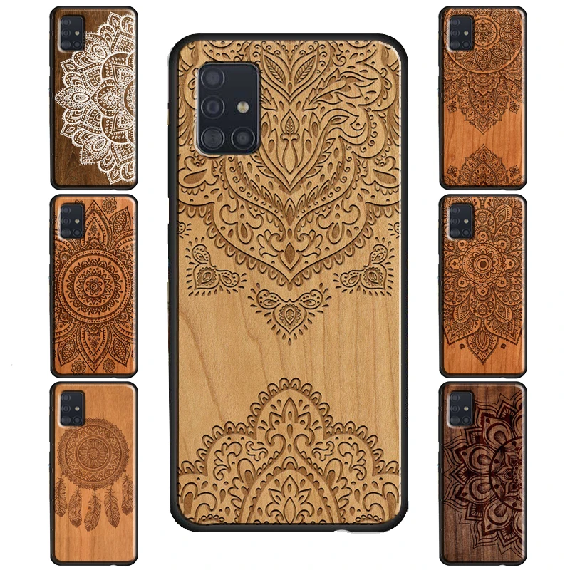 Mandala Floral Wood Case pre Samsung Galaxy S20 Fe S22 S21 Ultra S8 S9 S10 POZNÁMKA 10 PLUS S10E POZNÁMKA 20 Ultra