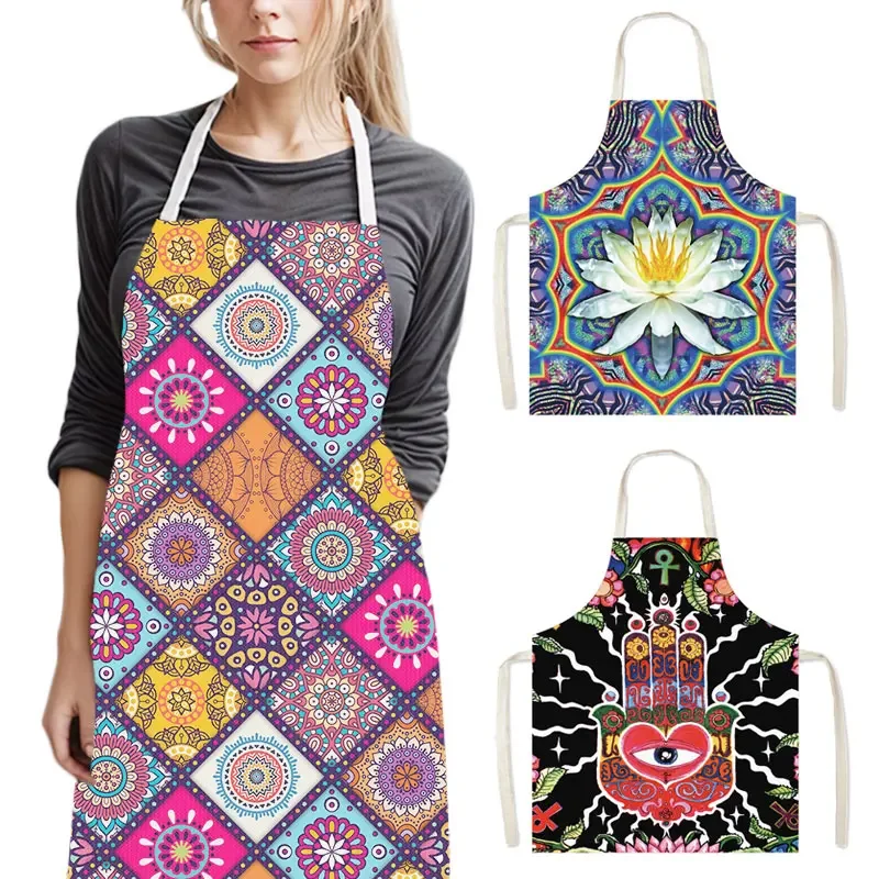 MANDALA Kvetina / Hamasa ruka kuchynských zástery Fatima Ženy Pina pred domácim čistením oblečenia Šéfka kuchárskej zástery pre nechtový salón