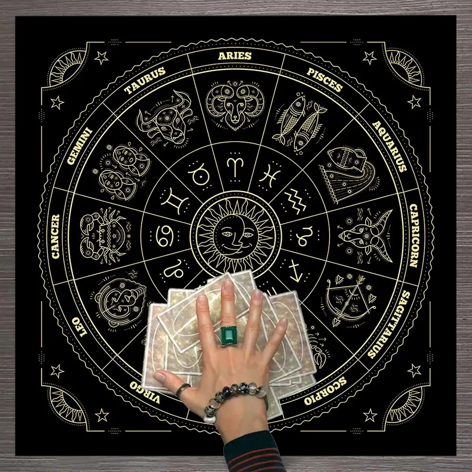Mandala Moon Phase Tarot Card obrus zodiac astrológie