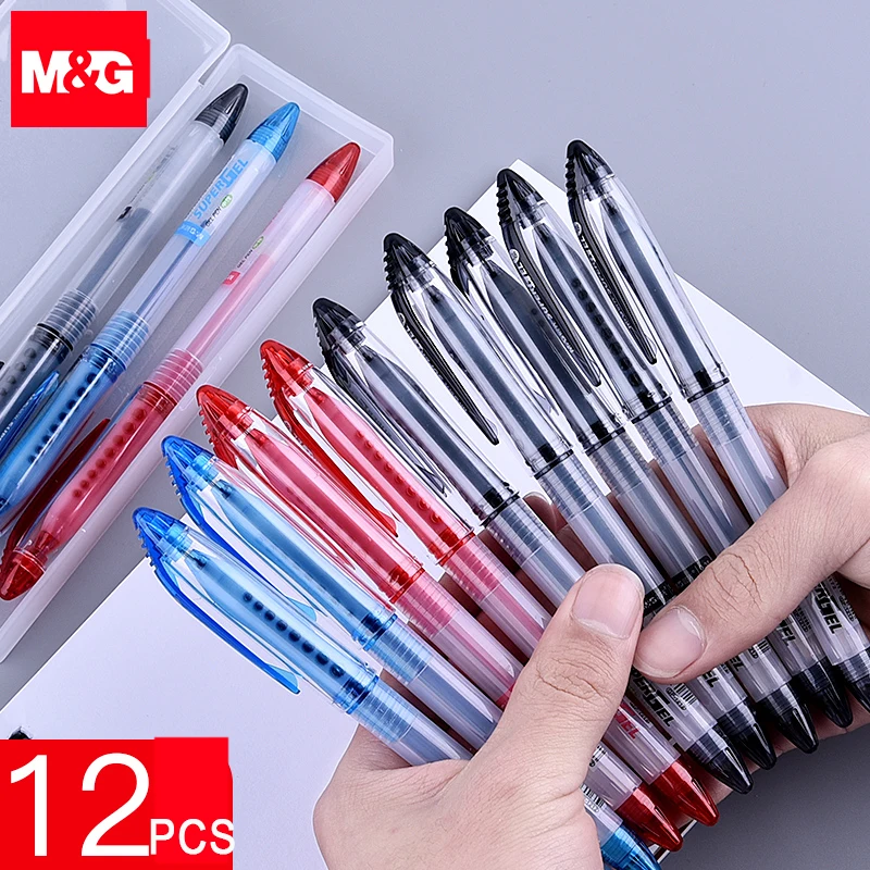 M&G 12ks/šarža 0,38 mm gélové pero čierna/modrá/červená atramentová doplňovanie gélových perá School Office Supplies