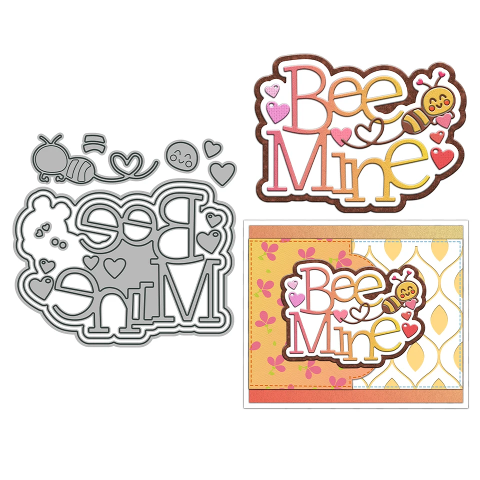 Mangocraft včelí míny Cutting Dies Love Heart Valentine DIY Scrapbooking Dodávky kovové matrice nôž pleseň pre karty