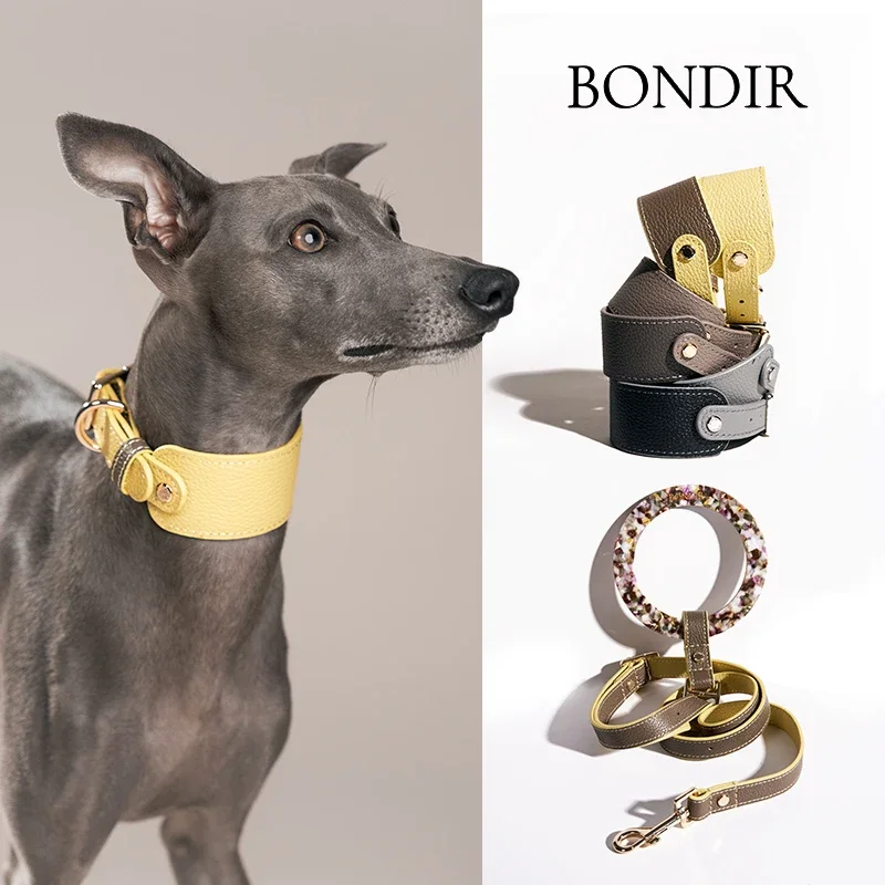 Manhattan Series Luxusný psí vodítko obojstranné kožené domáce zvieratá Pet Whybit Greyhound Collar Dogs Príslušenstvo golier perro