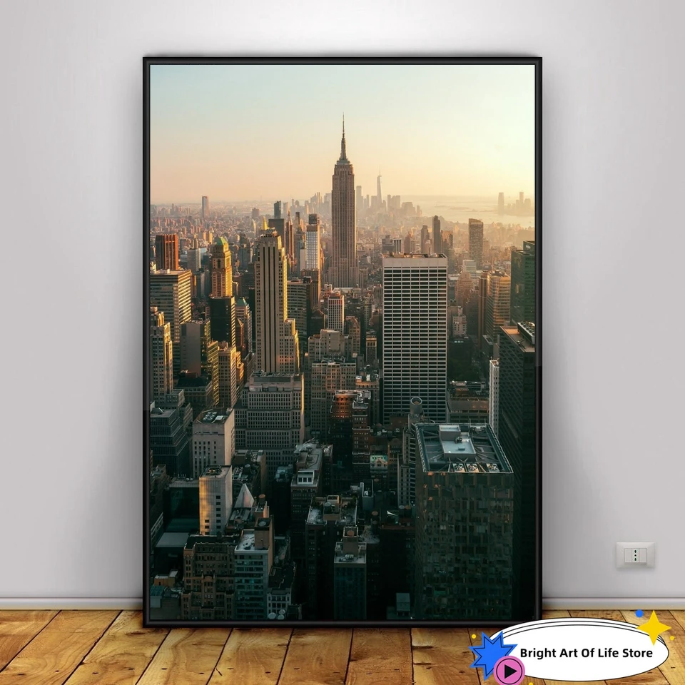 Manhattan Sunset Wall Art, New York City Plagát, výtlačky Empire State Building NYC, USA