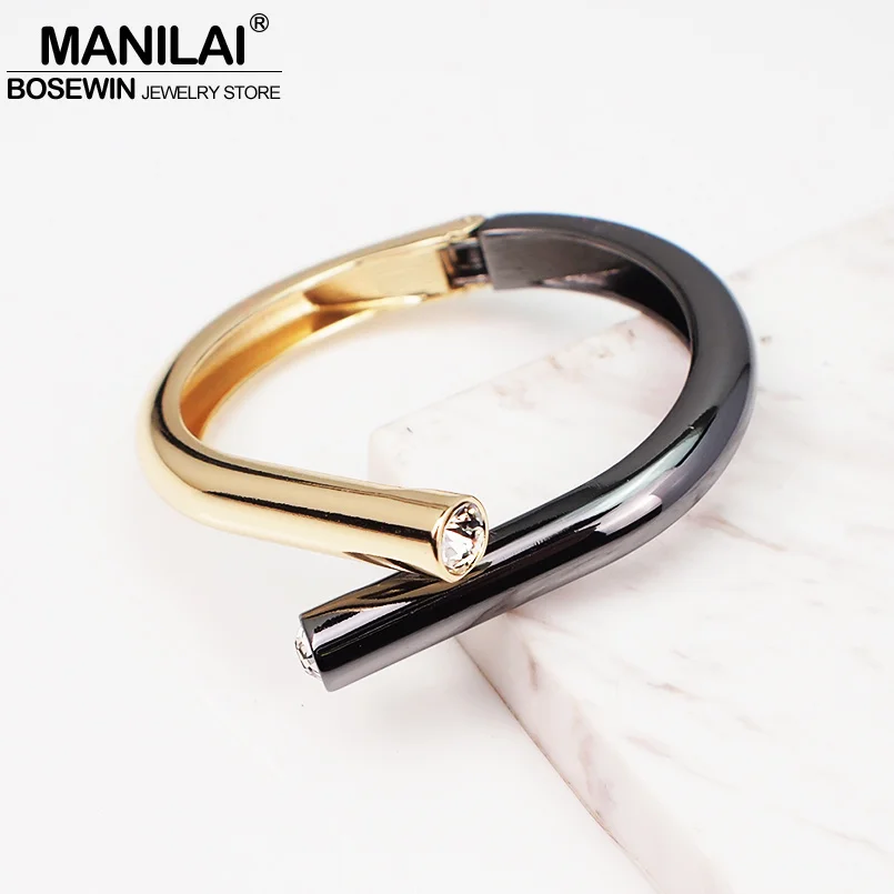 Manilai punk zliatiny Crystal Bangles náramky pre ženy módny dizajn Vyhlásenie Geometrická manžeta náramky šperky zmiešané farby