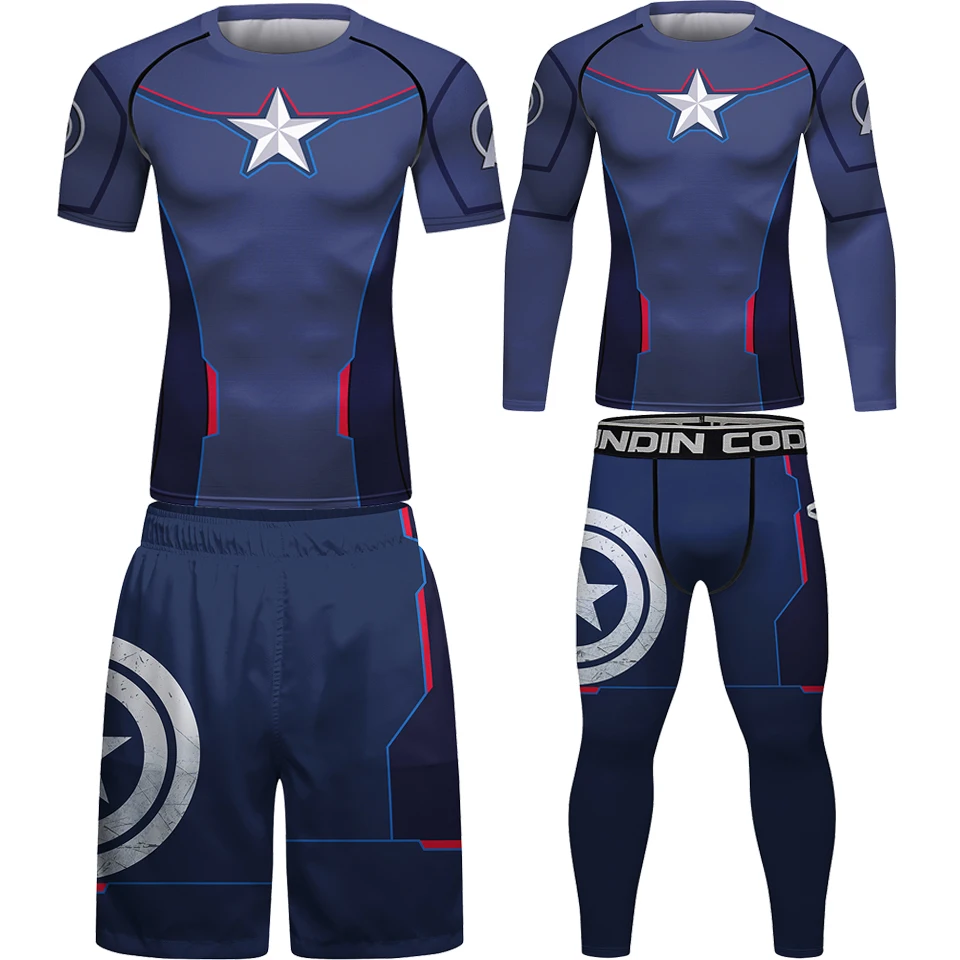 Mannen Compressie Sport Pak Boksen Hardlopen Set Mma Rashguard Training SportKleding Workout Kleding Fitness Gym Kleding Trainin