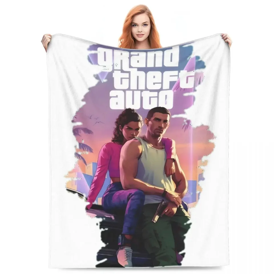 Manta de Felpa de Forro Polar de Coral GTA 6, Jason Y Lucia, Manta de Tiro ultrasuave para ropa de cama, Colchas, Decoración