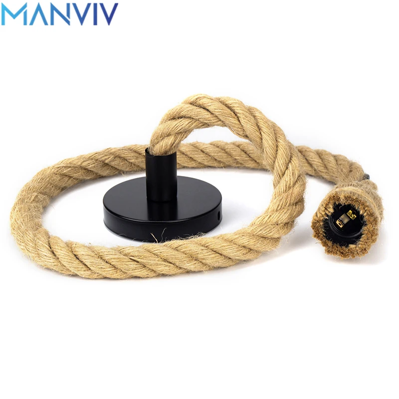 Manviv Vintage konope Lany Pendant Lamp Base E27 Lustry AC85V-265V Priemyselné zavesené žiarovky Kreatívne podkrovie Domáca dekorácia